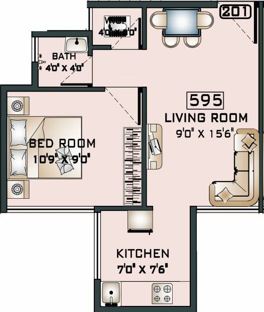 Odhav Omkara (1BHK+1T (595 sq ft) 595 sq ft)