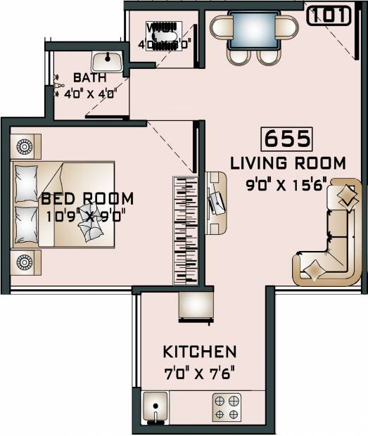 Odhav Omkara (1BHK+1T (655 sq ft) 655 sq ft)