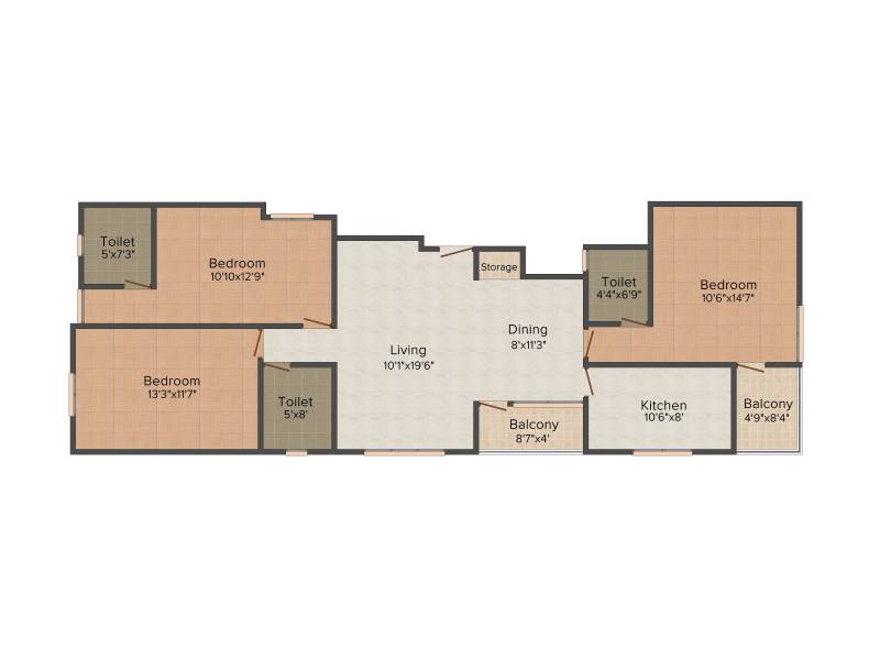 Unique JS Divine (3BHK+3T (1,551 sq ft) 1551 sq ft)