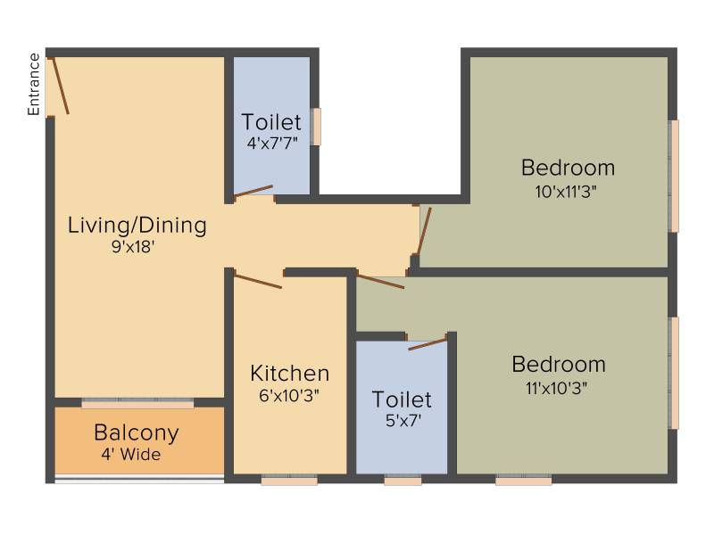 Magnolia Aspire (2BHK+2T (929 sq ft) 929 sq ft)