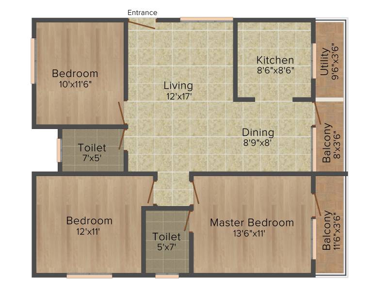 Ultimate Signature (3BHK+2T (1,275 sq ft) 1275 sq ft)
