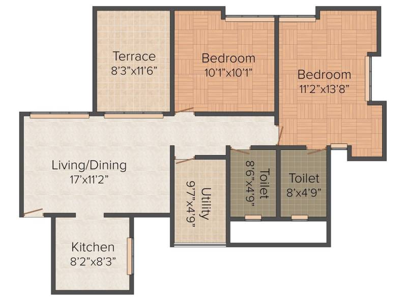 Shubh Aaugusta (2BHK+2T (1,117 sq ft) 1117 sq ft)