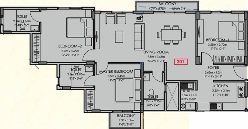 Kay Arr And Co Providence (3BHK+3T (1,565 sq ft) 1565 sq ft)