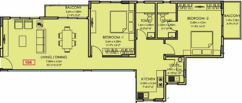 Kay Arr And Co Providence (2BHK+2T (1,397 sq ft) 1397 sq ft)
