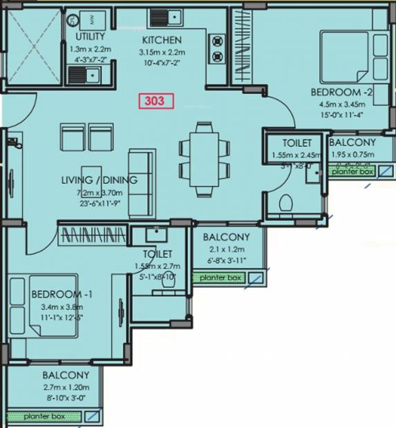 Kay Arr And Co Providence (2BHK+2T (1,490 sq ft) 1490 sq ft)