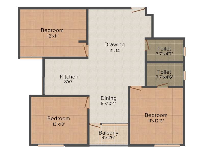 Surya Digha Compound (3BHK+2T (1,190 sq ft) 1190 sq ft)