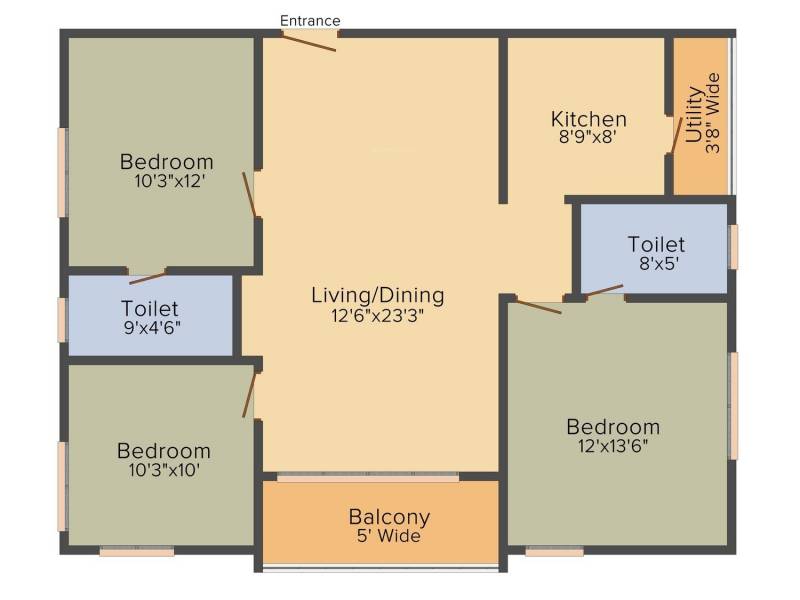 Anuhar Meda Heights (3BHK+2T (1,340 sq ft) 1340 sq ft)