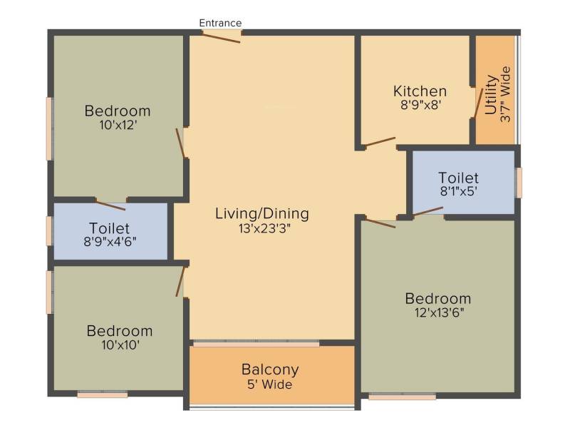 Anuhar Meda Heights (3BHK+2T (1,350 sq ft) 1350 sq ft)