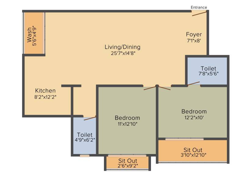 Evantha Pine Crest (2BHK+2T (1,225 sq ft) 1225 sq ft)