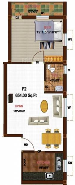 Sikara Westend (1BHK+1T (654 sq ft) 654 sq ft)