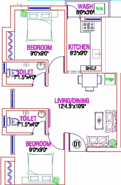 Sumathi Homes and Developers Suprabhat Enclave (2BHK+2T (892 sq ft) 892 sq ft)