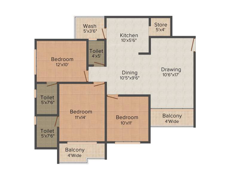 Shree Balaji Construction Status 3BHK+3T (1,872 sq ft)