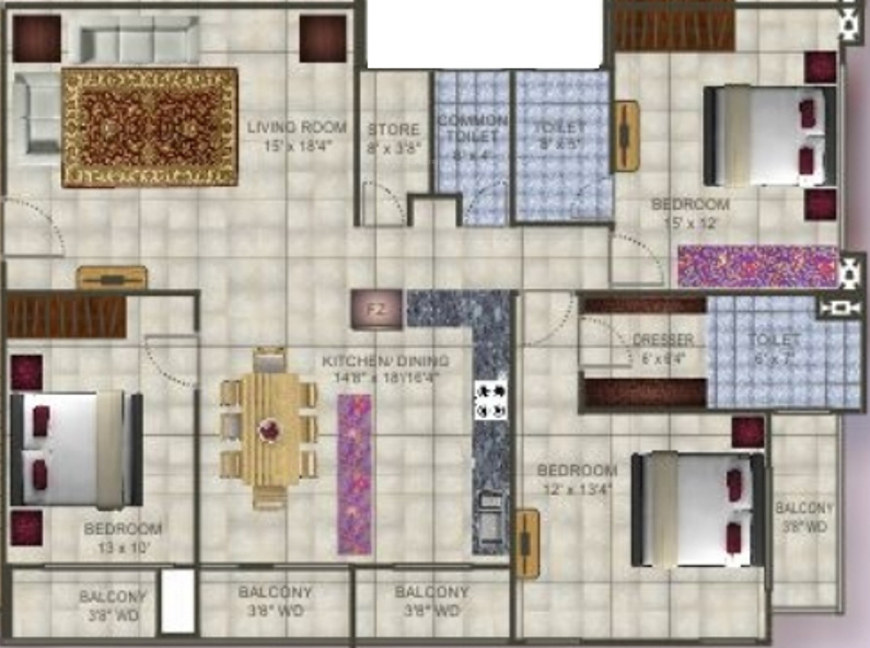 Shri Krishna Central Arc (3BHK+3T (2,350 sq ft) 2350 sq ft)