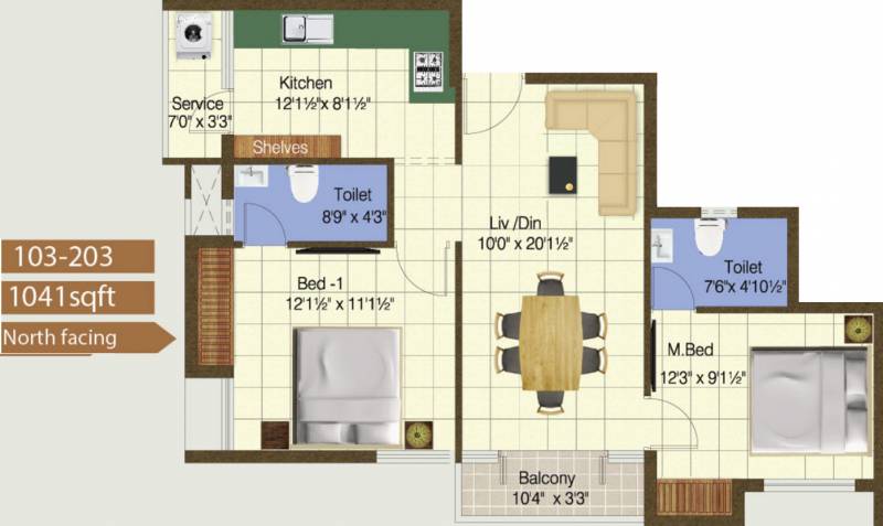 Sanjana Apex Enclave (2BHK+2T (1,041 sq ft) 1041 sq ft)