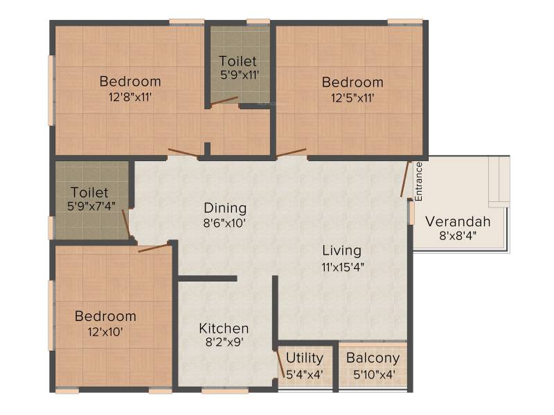 Avigna Celeste (3BHK+2T (1,295 sq ft) 1295 sq ft)