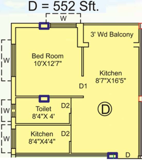 Eden Harmony (1BHK+1T (552 sq ft) 552 sq ft)