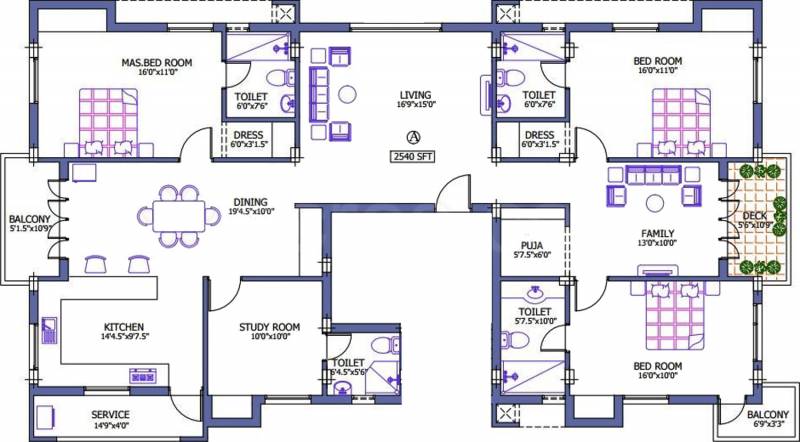 Pushkar Shree Sapthagiri (3BHK+4T (2,540 sq ft) + Study Room 2540 sq ft)