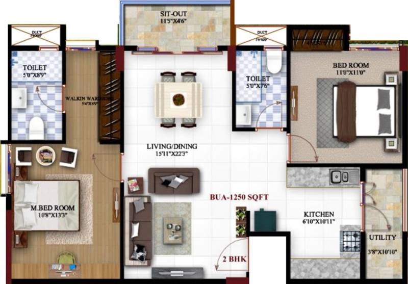 Eshwari Embassy (2BHK+2T (1,250 sq ft) 1250 sq ft)