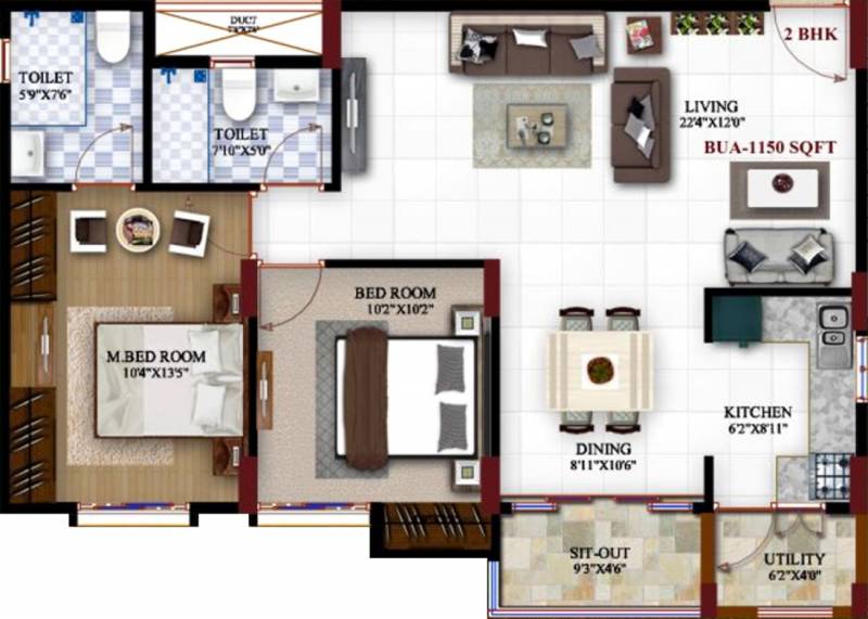 Eshwari Embassy (2BHK+2T (1,150 sq ft) 1150 sq ft)