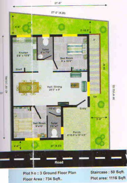 Sumathi Metro Square (2BHK+2T (734 sq ft) 734 sq ft)