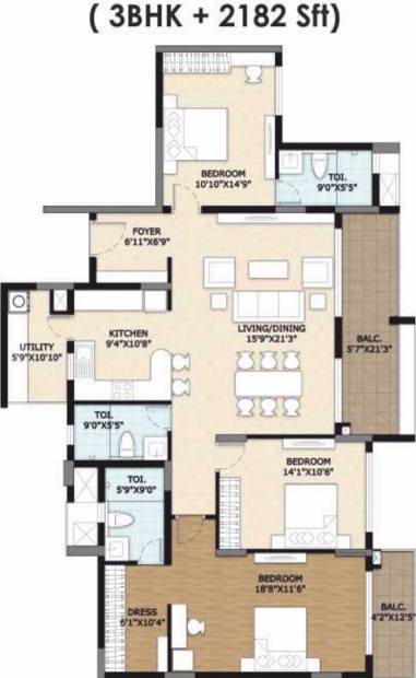 Vajram Esteva (3BHK+3T (2,182 sq ft) 2182 sq ft)