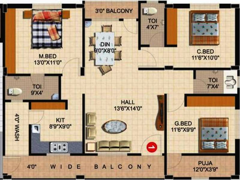 Nymisha Infrastructure Pvt Ltd Arcade (3BHK+3T (1,475 sq ft) + Pooja Room 1475 sq ft)