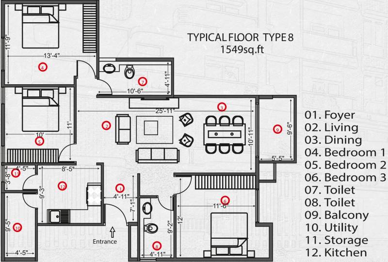 Vibrant Advaitha (3BHK+2T (1,549 sq ft) 1549 sq ft)