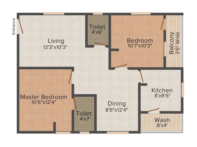 TMR Tulips (2BHK+2T (965 sq ft) 965 sq ft)