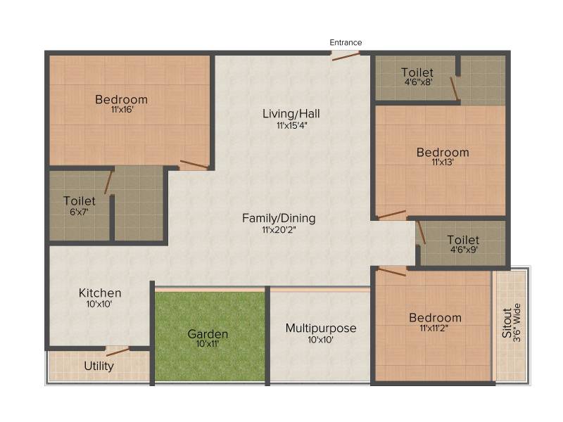Urbansky Panache (3BHK+3T (1,910 sq ft) 1910 sq ft)