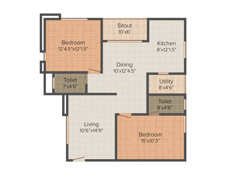 Gruhashilpis Geetanjali (2BHK+2T (1,282 sq ft) 1282 sq ft)