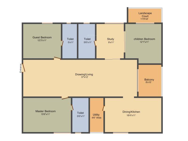 JD Jubilee Ballpark (3BHK+3T (2,180 sq ft) + Study Room 2180 sq ft)