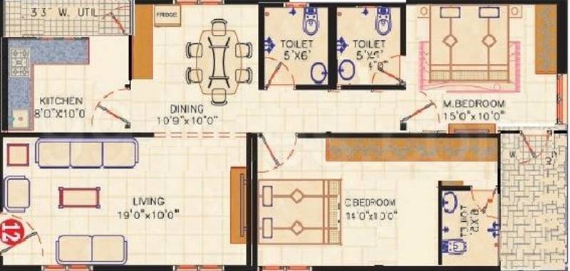 Bhagya Enclave (2BHK+3T (1,190 sq ft) 1190 sq ft)