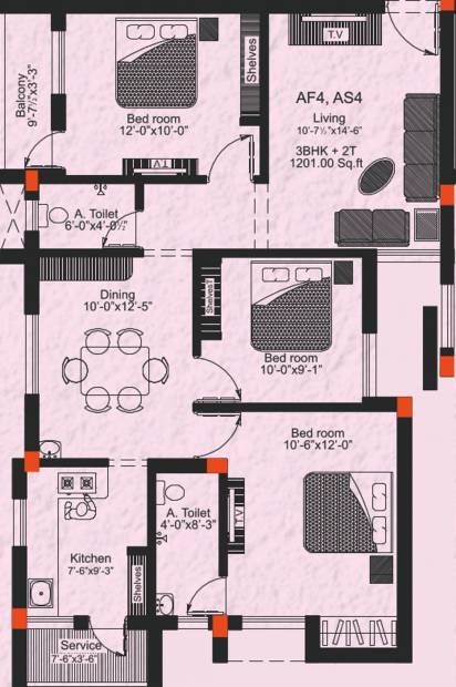 GP Freesia (3BHK+2T (1,201 sq ft) 1201 sq ft)