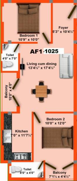 MS MM Rajayogam (2BHK+2T (1,025 sq ft) 1025 sq ft)