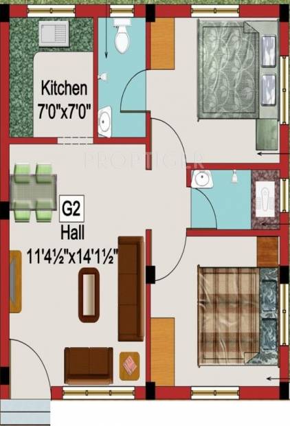 AP Arichandra (2BHK+2T (670 sq ft) 670 sq ft)
