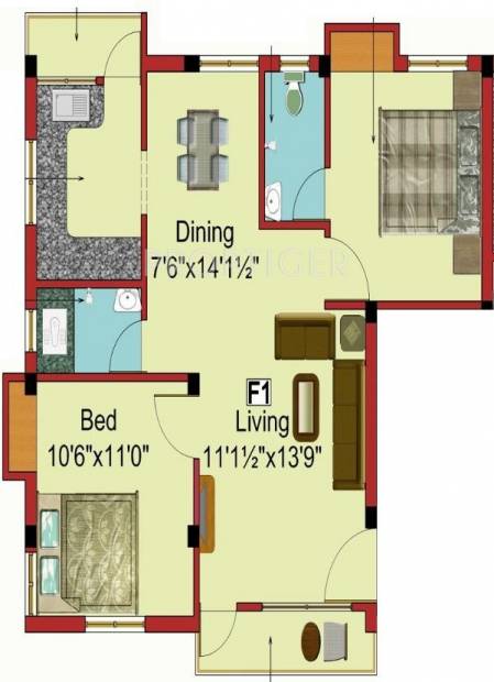AP Arichandra (2BHK+2T (955 sq ft) 955 sq ft)