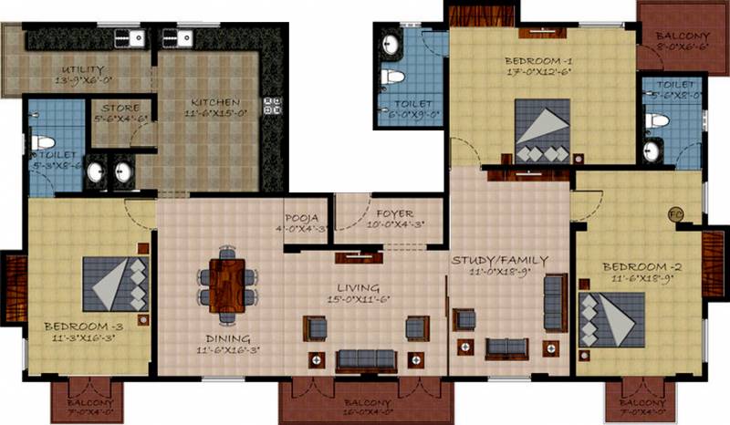 Sumanth Sreshta Maithri (3BHK+3T (2,275 sq ft) + Study Room 2275 sq ft)