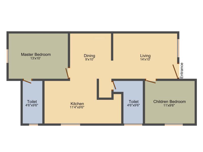 Metrocorp Lotus Heights (2BHK+2T (1,018 sq ft) 1018 sq ft)