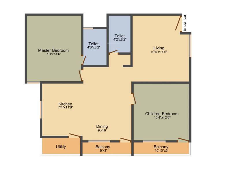 Metrocorp Lotus Heights (2BHK+2T (1,171 sq ft) 1171 sq ft)