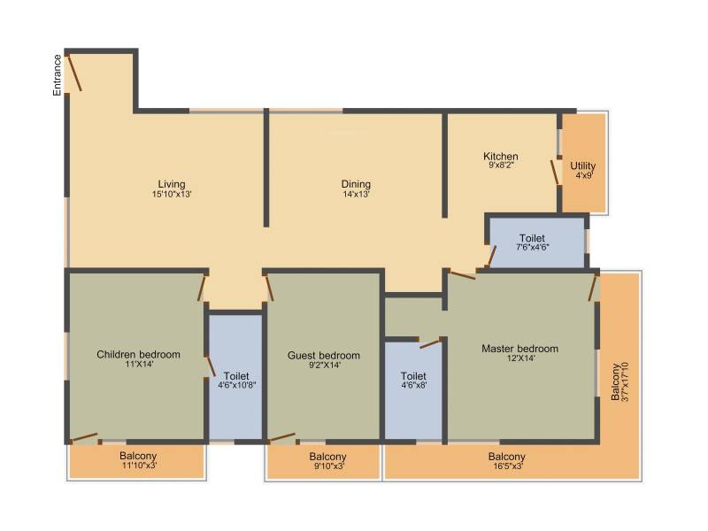 Metrocorp Lotus Heights (3BHK+3T (1,858 sq ft) 1858 sq ft)