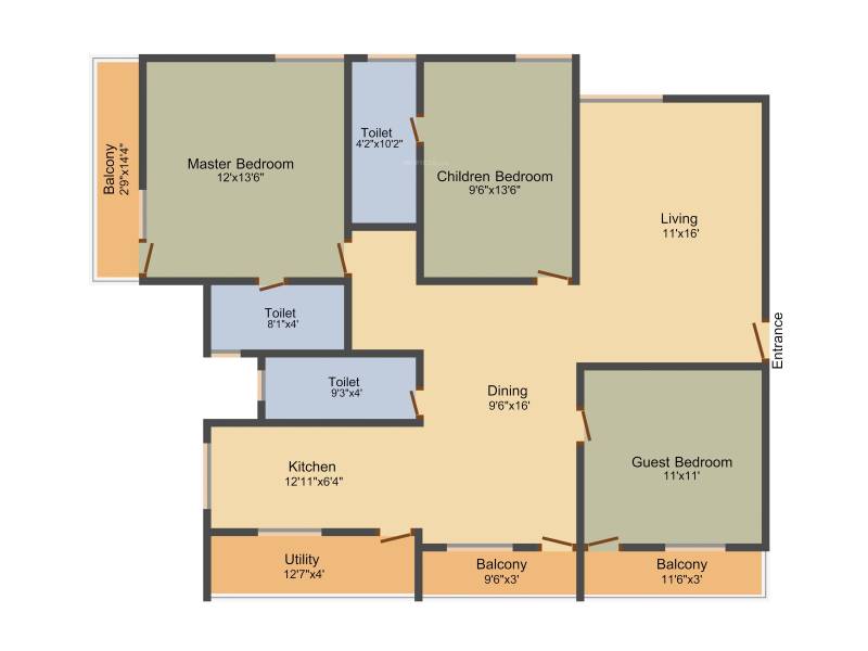 Metrocorp Lotus Heights (3BHK+3T (1,587 sq ft) 1587 sq ft)