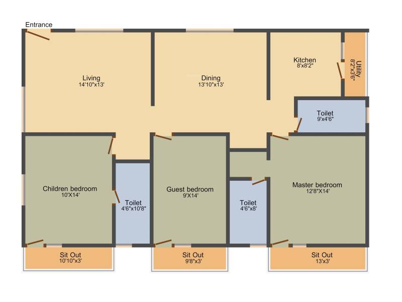 Metrocorp Lotus Heights (3BHK+3T (1,696 sq ft) 1696 sq ft)