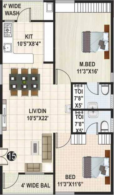 Himagiri Pottapus Hima Sai Srinidhim (2BHK+2T (1,121 sq ft) 1121 sq ft)
