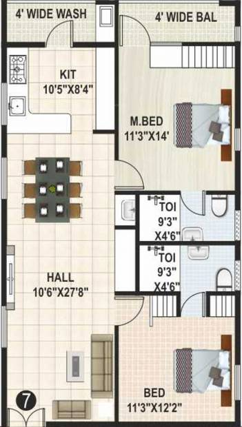 Himagiri Pottapus Hima Sai Srinidhim (2BHK+2T (1,179 sq ft) 1179 sq ft)