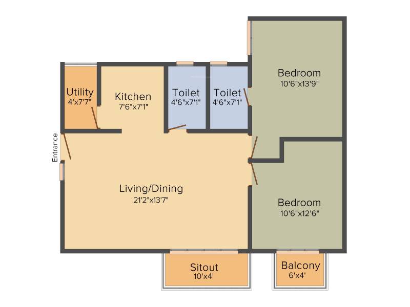 Pranathi Serene Nest (2BHK+2T (1,084 sq ft) 1084 sq ft)