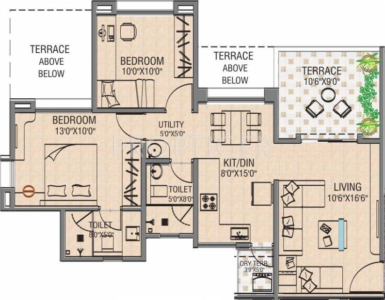 Chandrarang Vedanta (2BHK+2T (986 sq ft) 986 sq ft)