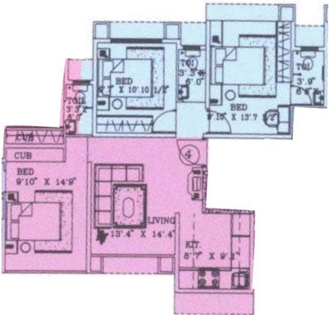 Srishti Group Shiv Srishti (3BHK+3T (985 sq ft) 985 sq ft)