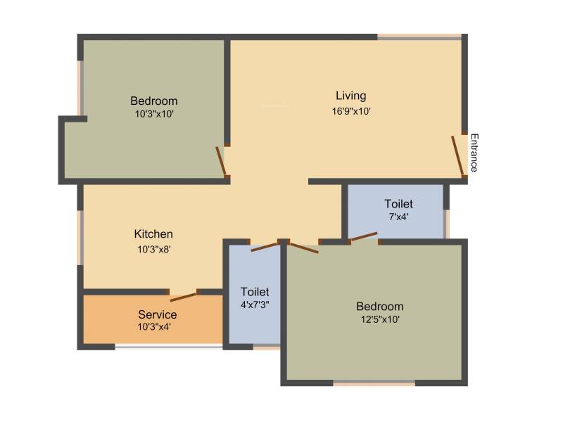 Ruby Rajeshwari (2BHK+2T (853 sq ft) 853 sq ft)