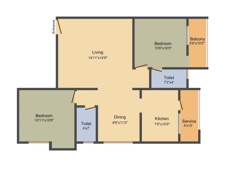 Ruby Rajeshwari (2BHK+2T (1,078 sq ft) 1078 sq ft)