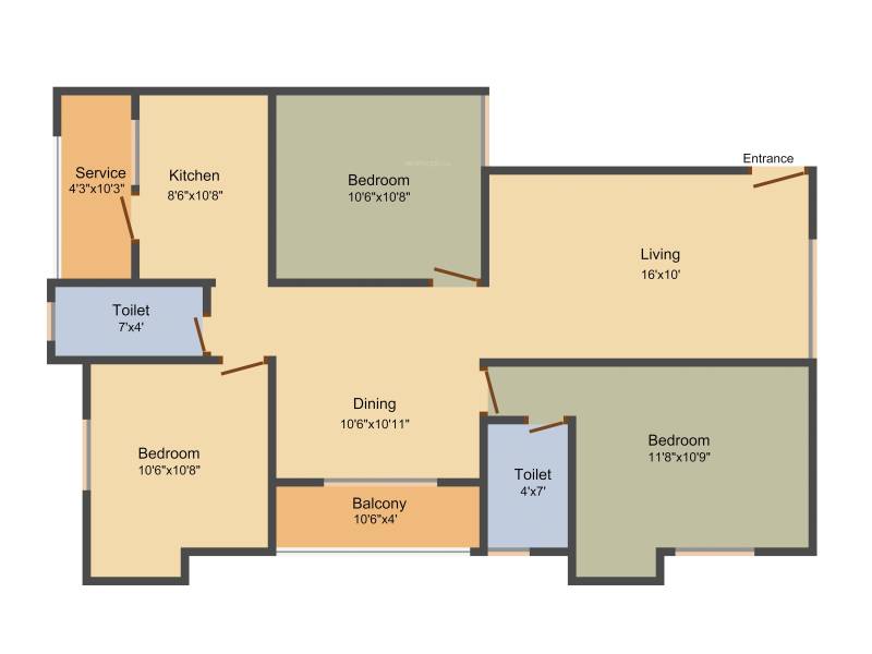 Ruby Rajeshwari (3BHK+2T (1,225 sq ft) 1225 sq ft)
